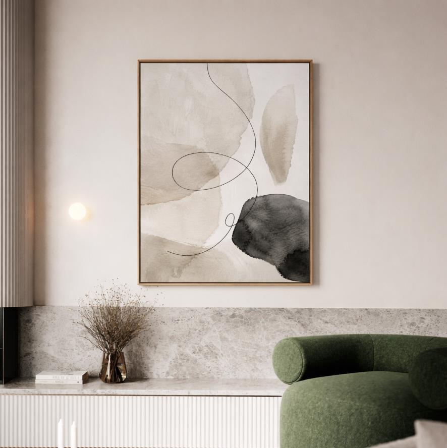 Black Beige Watercolor Abstract