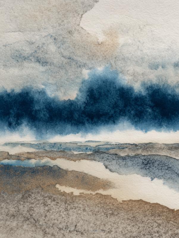 Blue Neutral Watercolor Art