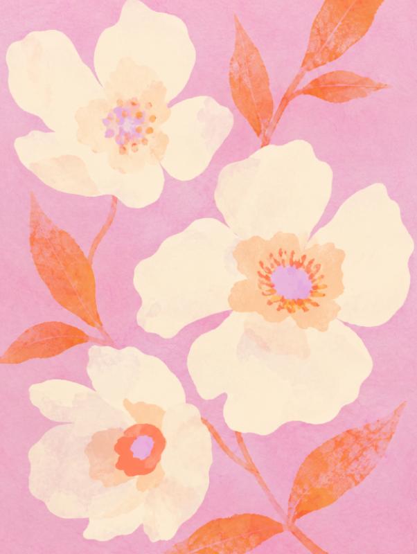 Pink Floral Botanical Print