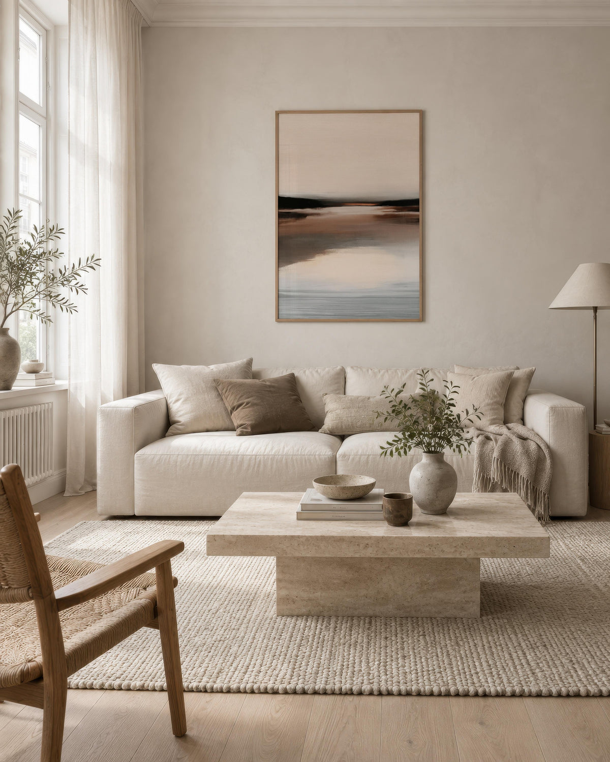 Neutral Brown Abstract Landscape wall art mockup 10