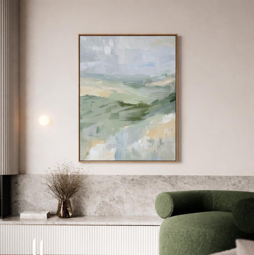 Soft Green Abstract Landscape