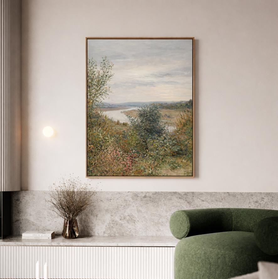 Vintage River Landscape Print