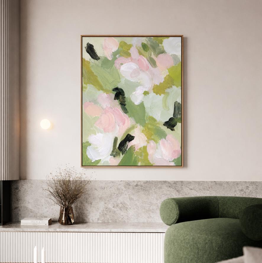 Pink Green Floral Abstract