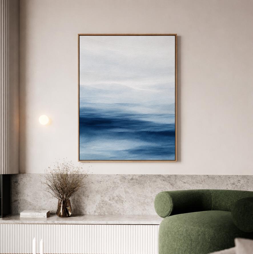 Blue Coastal Watercolor Print
