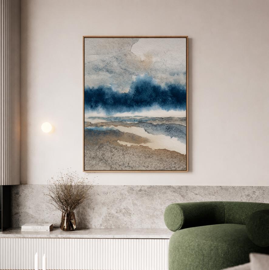 Blue Neutral Watercolor Art