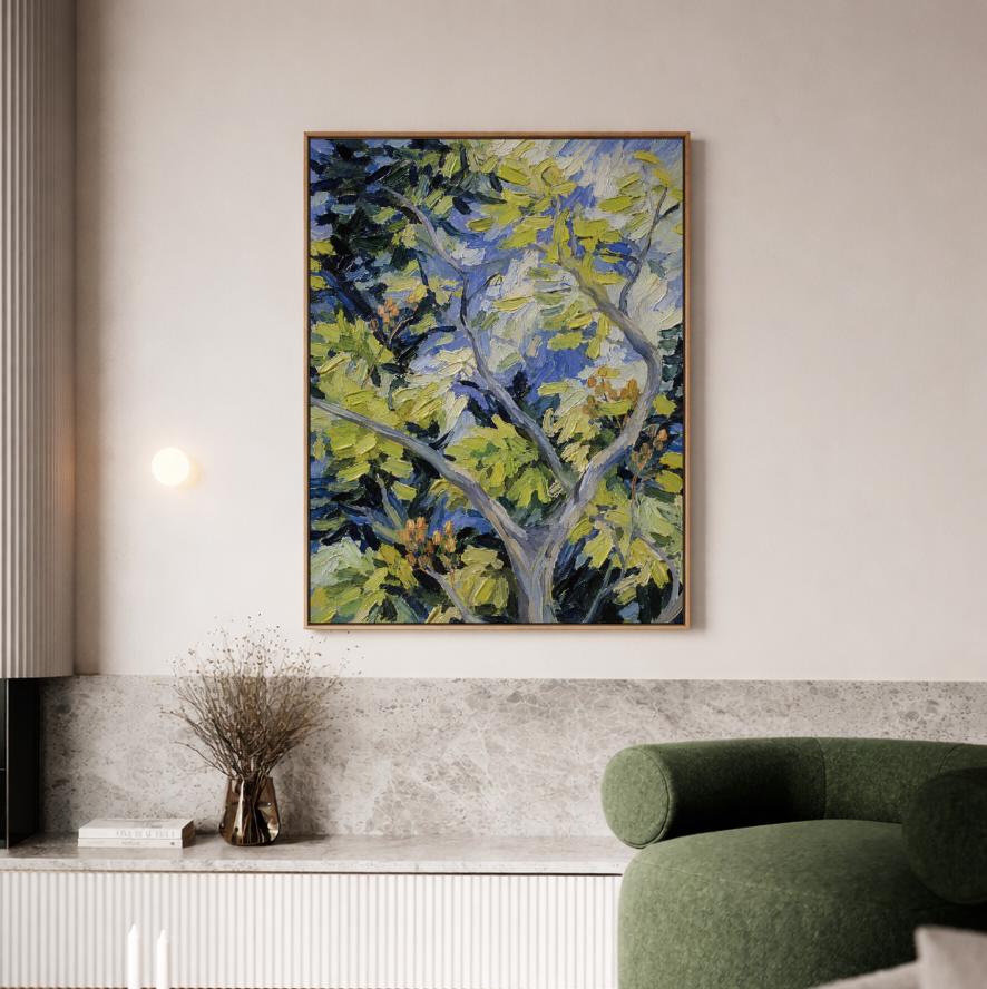 Blue Green Tree Painting