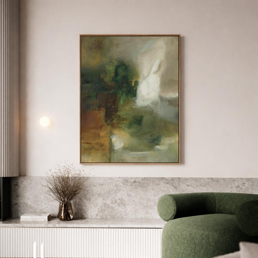 Moody Green Abstract Painting
