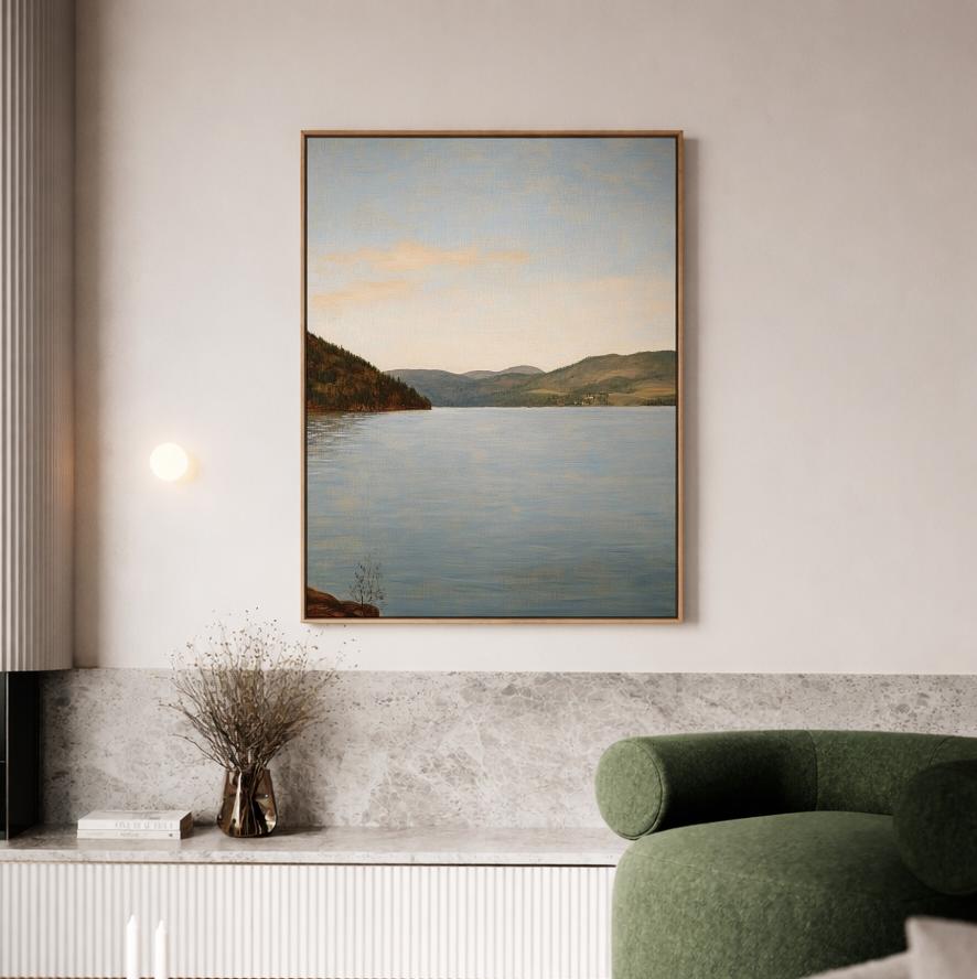 Vintage Lake Landscape Print