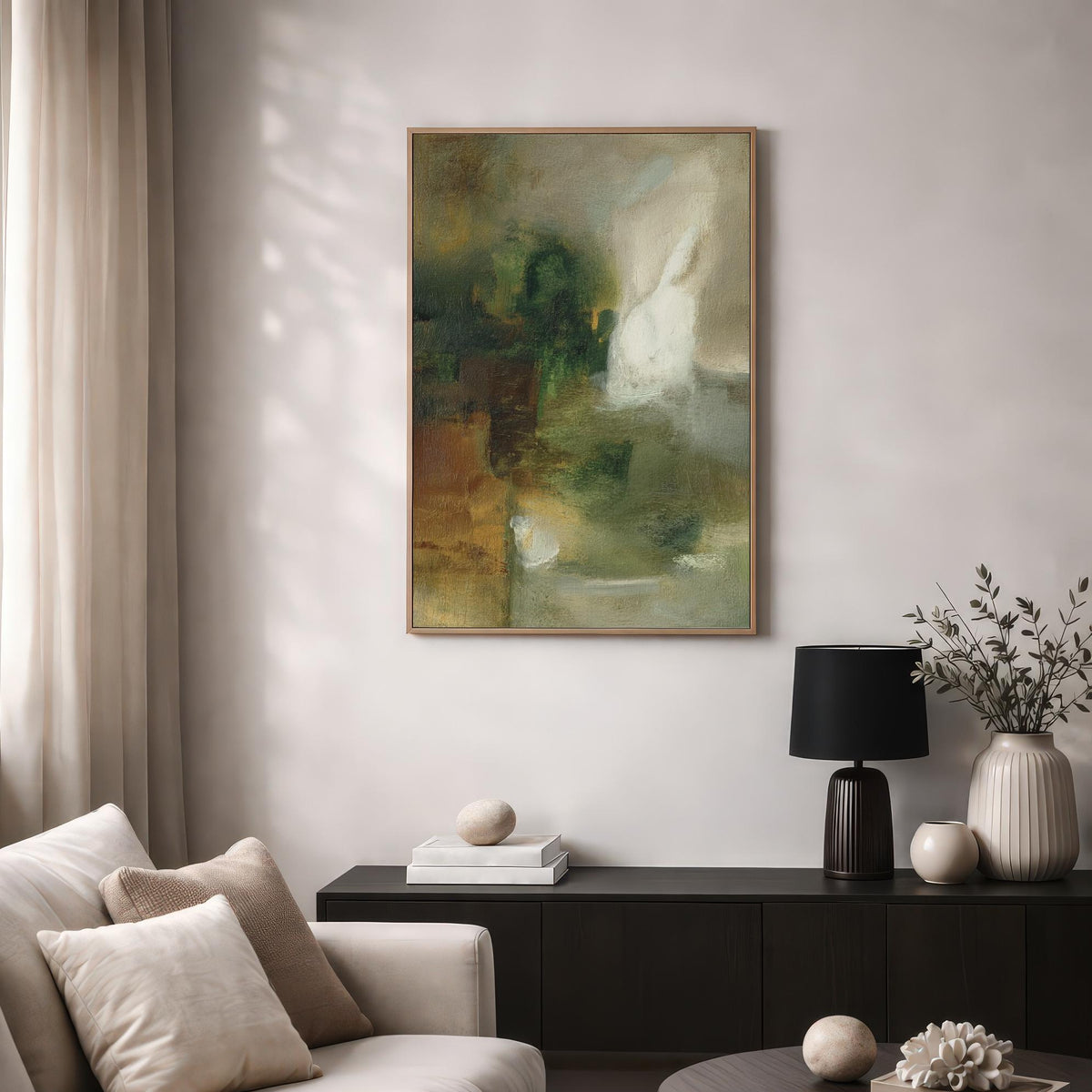 Moody Green Abstract Painting