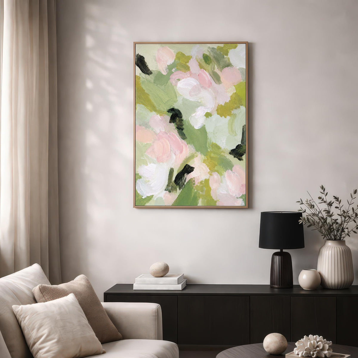 Pink Green Floral Abstract