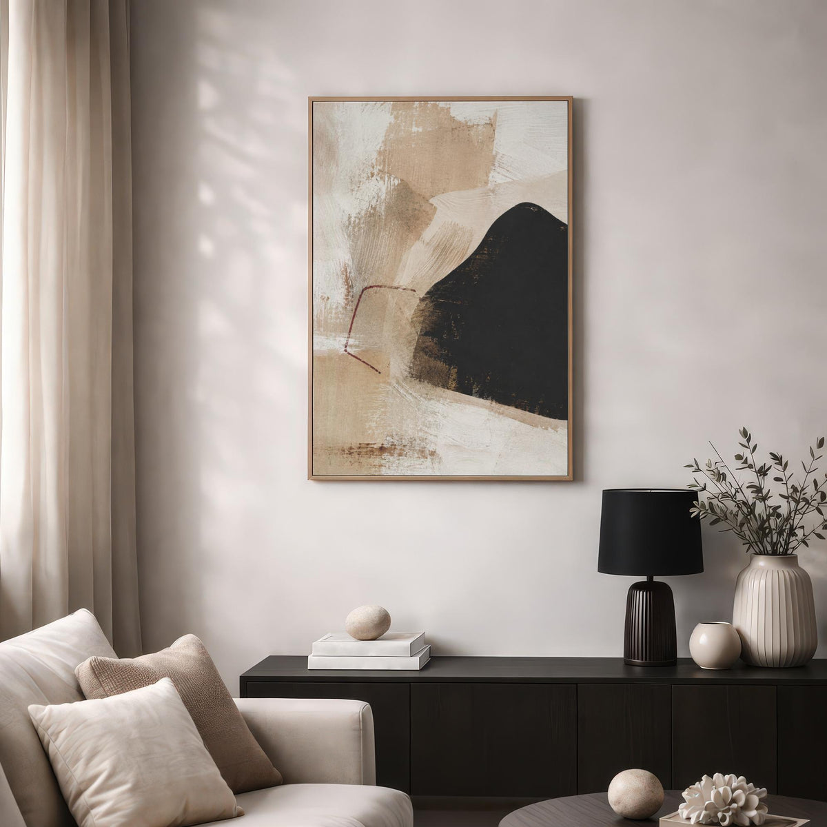 Black Beige Textured Abstract