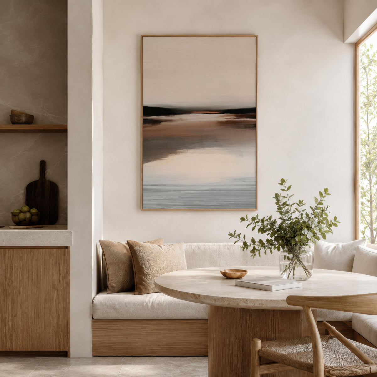 Neutral Brown Abstract Landscape wall art mockup 12