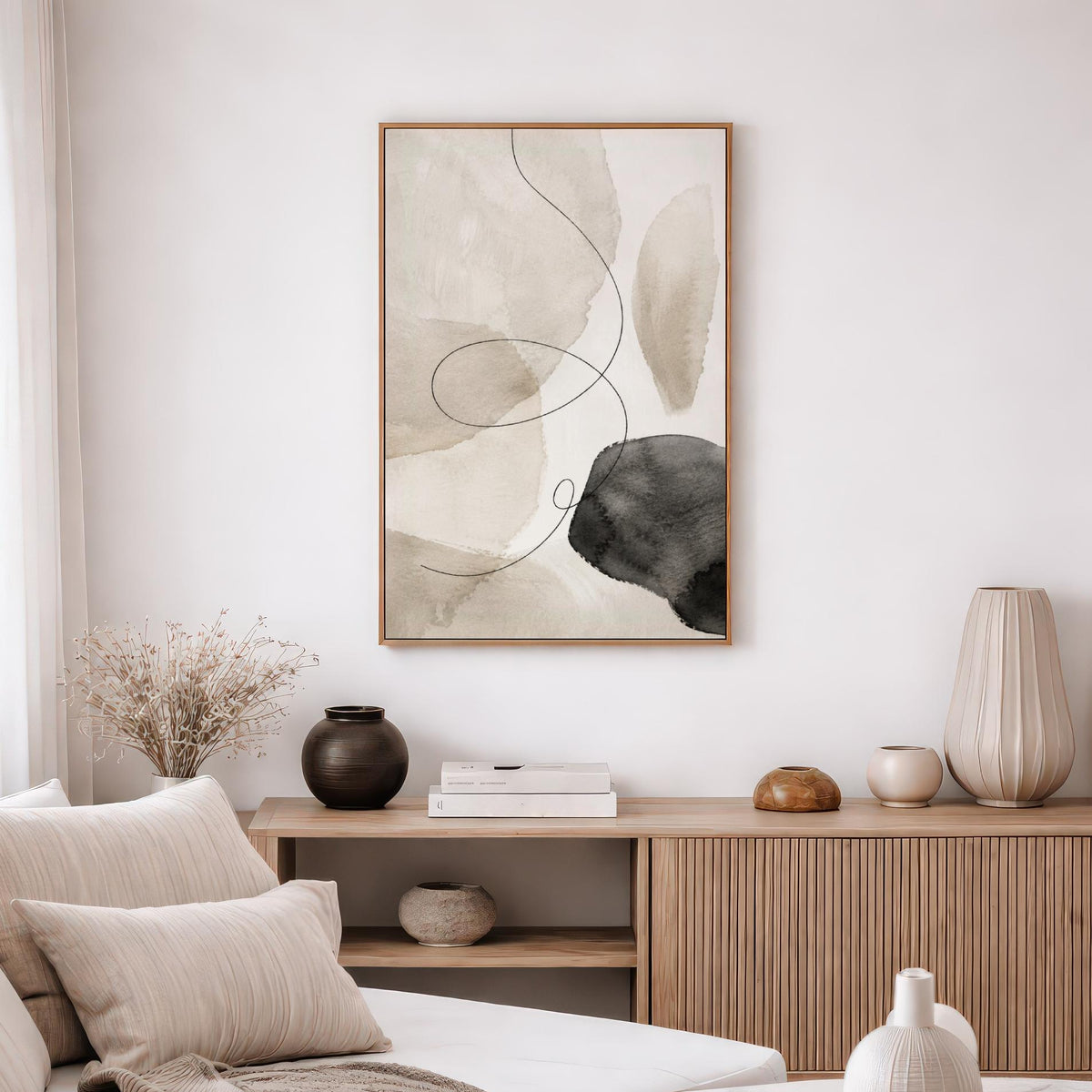 Black Beige Watercolor Abstract