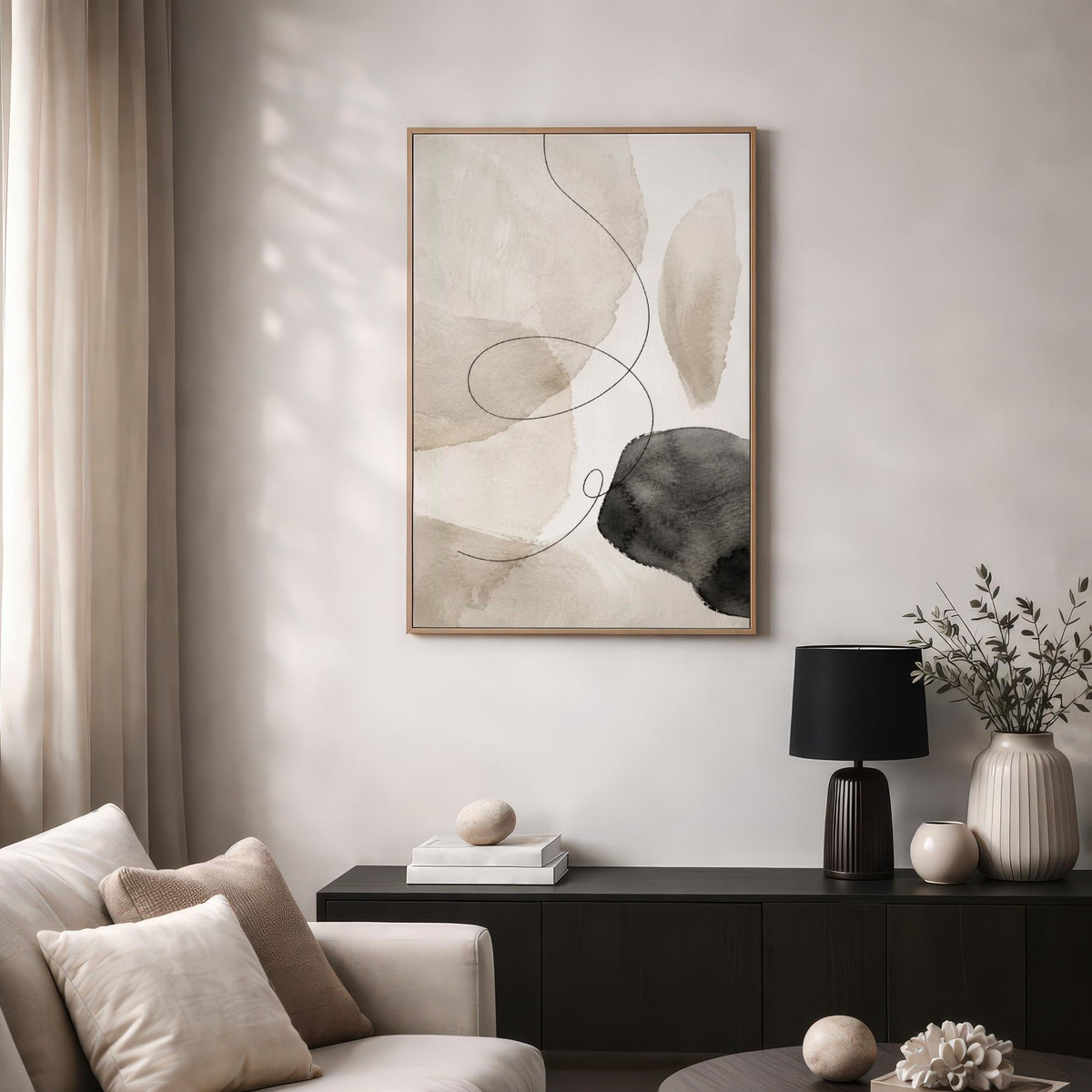 Black Beige Watercolor Abstract